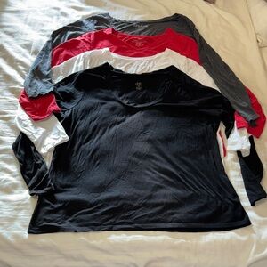 Women's Long Sleeve Black, Red, White, and Grey Tops